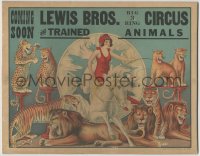 1j0062 LEWIS BROS. BIG 3 RING CIRCUS 11x14 circus poster 1930s art of female performer & big cats!