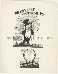 1j0011 CITY THAT NEVER SLEEPS group of 2 trade ad samples 1924 Ricardo Cortez, great different art!