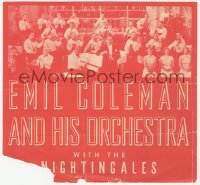 1j0048 EMIL COLEMAN 8x9 one-sheet snipe 1930s band leader with His Orchestra & The Nightingales!