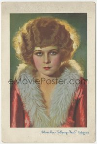 1j0036 GALLOPING HOOFS 6x9 promo card 1924 beautiful color portrait of Allene Ray!