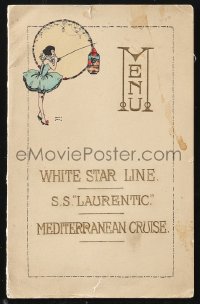 1j0070 WHITE STAR LINE menu 1929 commemoration dinner on Mediterranean cruise on the S.S. Laurentic!