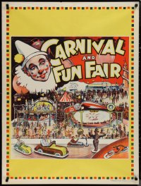 1k0002 MAMMOTH CIRCUS: CARNIVAL & FUN FAIR 30x40 English circus poster 1930s cool art of fun rides!