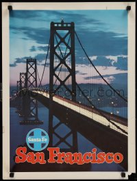 1k0038 SANTA FE SAN FRANCISCO 18x24 travel poster 1950s image of San Francisco-Oakland Bay Bridge!