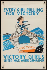 1k0011 EVERY GIRL PULLING FOR VICTORY 23x35 WWI war poster 1918 Penfield art of female sailor!
