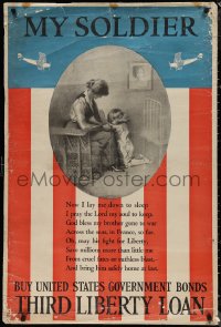 1k0012 MY SOLDIER 28x41 WWI war poster 1917 art of child saying wartime version of child's prayer!