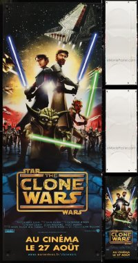 1m0002 LOT OF 2 STAR WARS: THE CLONE WARS 24x62 STANDEES 2008 CGI art of Yoda, Anakin & Obi-wan!