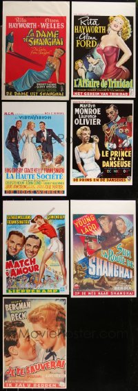 1m0054 LOT OF 7 MOSTLY UNFOLDED BELGIAN REPRODUCTION POSTERS 1990s great classic movie images!