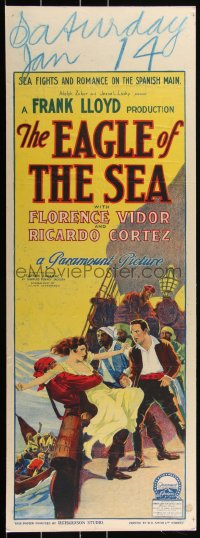 1p0060 EAGLE OF THE SEA long Aust daybill 1926 Cortez & Vidor by Richardson Studio, ultra rare!