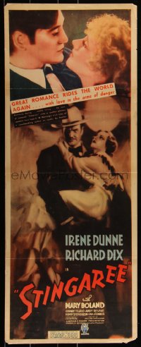 1p0059 STINGAREE insert 1934 great romantic artwork of Richard Dix holding Irene Dunne, ultra rare!