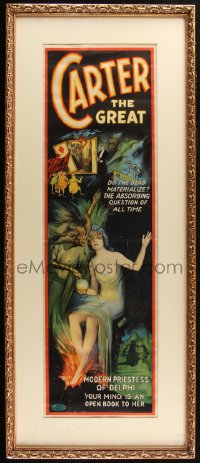 1p0005 CARTER THE GREAT 13x40 framed magic poster 1926 the modern Priestess of Delphi, ultra rare!