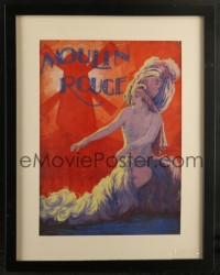 1p0001 MOULIN ROUGE framed original painting 1928 wonderful art of sexy dancer by Anselmo Ballester!