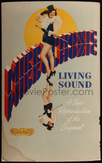 1p0070 WESTERN ELECTRIC WC 1930s sexy woman in top hat promoting the Mirrophonic Sound System!