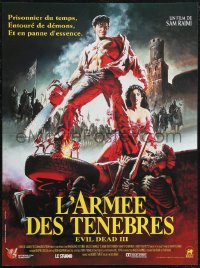 1r0811 ARMY OF DARKNESS French 16x21 1992 Sam Raimi, great art of Bruce Campbell w/chainsaw hand!