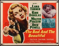 1r0853 BAD & THE BEAUTIFUL style A 1/2sh 1953 Kirk Douglas manhandling sexy Lana Turner, Minnelli!