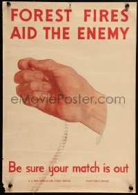 1r0048 FOREST FIRES AID THE ENEMY 14x20 WWII war poster 1943 art of hand holding a match!