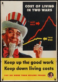 1r0054 KEEP UP THE GOOD WORK KEEP DOWN LIVING COSTS 29x40 WWII war poster 1944 Uncle Sam!