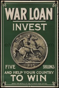 1r0072 WAR LOAN INVEST 20x30 English WWI war poster 1915 Benedetto Pistrucci art of St. George!