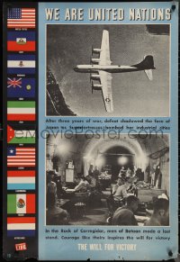 1r0073 WE ARE UNITED NATIONS 27x39 WWII war poster 1944 photographs taken from Life magazine!