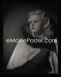 1s0063 JEAN HARLOW camera original 8x10 negative 1930s iconic HURRELL aloof fur wrap MGM portrait!