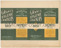 1t0040 GRANT'S HYGIENIC CRACKERS 11x14 box label 1920s cured a most aggravated case of constipation!