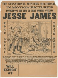 1t0012 JESSE JAMES 9x12 broadside 1910s motion pictures founded on the life of that famous outlaw!