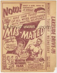 1t0026 MIS-MATED local theater ad 1950s why are one third of all wives dissatisfied with marriage!
