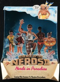1t0051 REVENGE OF THE NERDS II 9x12 standee 1987 Robert Carradine, Nerds in Paradise, great art!