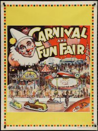 1w0072 MAMMOTH CIRCUS: CARNIVAL & FUN FAIR 30x40 English circus poster 1930s cool art of fun rides!