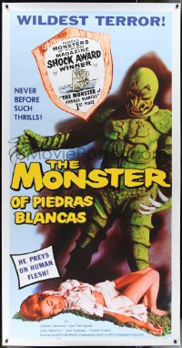 1w0004 MONSTER OF PIEDRAS BLANCAS 41x79 REPRO poster 2010s art of the creature & victim from insert!