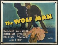 1w0076 WOLF MAN 22x28 REPRO poster 2010s Lon Chaney Jr. from half-sheet with printed signature!