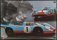 1w0071 GULF PORSCHE 917 2-sided 24x34 Swiss advertising poster 1970s Jo Siffert & schematic of racer!