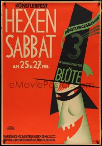 1w0030 HEXENSABBAT 33x47 German special poster 1933 great Roman Feldmeyer art of masked witch, rare!