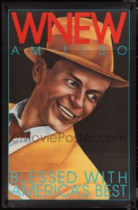1w0074 WNEW AM 1130 FRANK SINATRA radio poster 1980s great Frank Sinatra portrait art!