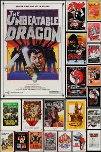 1x0021 LOT OF 59 TRI-FOLDED KUNG FU ONE-SHEETS 1970s-1980s great images from martial arts movies!