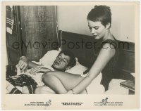 1y1796 A BOUT DE SOUFFLE 8x10.25 still 1961 Belmondo & sexy Jean Seberg in bed, Godard, Breathless!