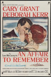 1y0576 AFFAIR TO REMEMBER 1sh 1957 romantic c/u art of Cary Grant about to kiss Deborah Kerr!