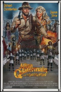 1y0580 ALLAN QUATERMAIN & THE LOST CITY OF GOLD 1sh 1986 Chamberlain, Stone, yellow title design!
