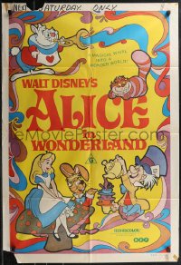 1y1389 ALICE IN WONDERLAND Aust 1sh R1974 Walt Disney, Lewis Carroll classic, cool psychedelic art!