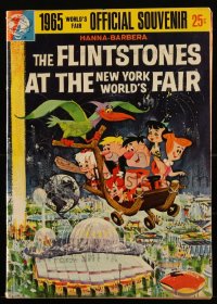 1y0359 1964 NEW YORK WORLD'S FAIR comic book 1965 cover art of Flintstones flying over the fair!