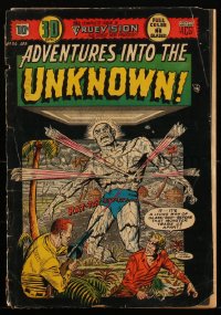 1y0364 ADVENTURES INTO THE UNKNOWN #54 comic book April 1954 3-D cover art by Harry Lazarus, ACG!