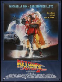 1y0007 BACK TO THE FUTURE II French 1p 1989 art of Michael J. Fox & Christopher Lloyd by Struzan!