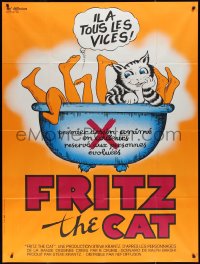 1y0019 FRITZ THE CAT French 1p R1980 Ralph Bakshi sex cartoon, wacky different art with legs in bath!