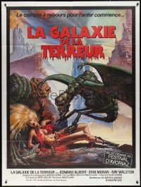1y0020 GALAXY OF TERROR French 1p 1981 great Charo fantasy artwork of monsters attacking sexy girl!