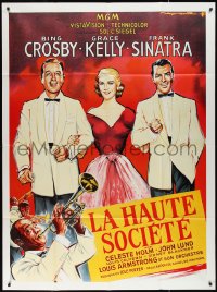 1y0023 HIGH SOCIETY French 1p R1980s Sinatra, Crosby, Grace Kelly & Louis Armstrong by Soubie!