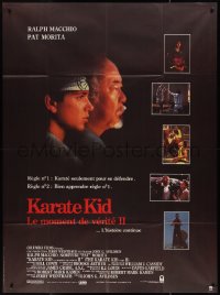 1y0030 KARATE KID PART II French 1p 1986 great profile of Pat Morita as Mr. Miyagi & Ralph Macchio!