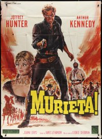 1y0037 MURIETA French 1p 1965 Landi art of Jeffrey Hunter as the avenger who scourged all El Dorado!