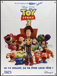 1y0056 TOY STORY 3 advance French 1p 2010 Disney & Pixar, great image of Woody, Buzz & cast!