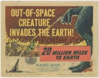 1y0934 20 MILLION MILES TO EARTH TC 1957 cool art of out-of-space creature invading the Earth!