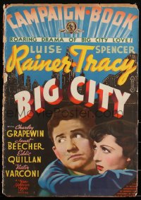 1y0068 BIG CITY pressbook 1937 Luise Rainer & Spencer Tracy, roaring drama of city love, ultra rare!