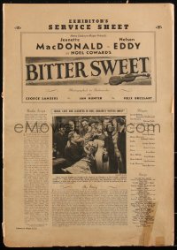 1y0070 BITTER SWEET pressbook 1940 Jeanette MacDonald, Nelson Eddy, from Noel Coward's play, rare!